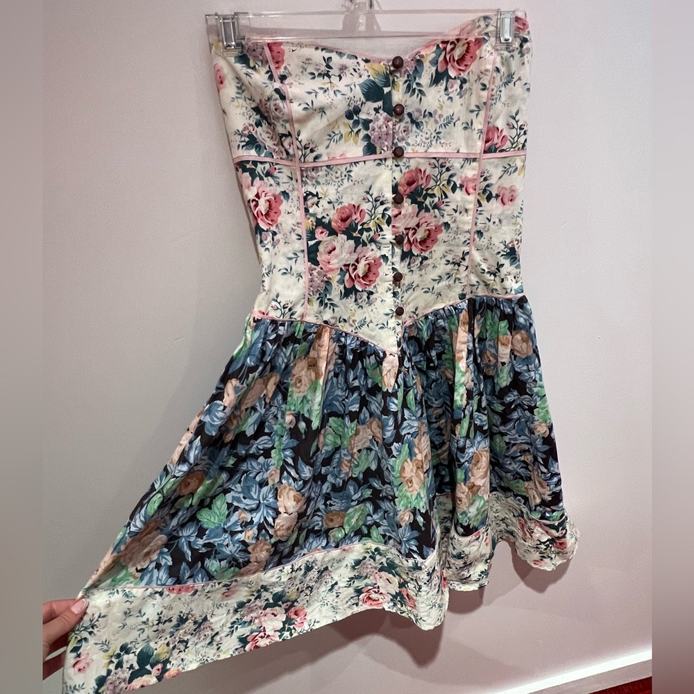 Vintage Kimchi Blue Floral Strapless Dress